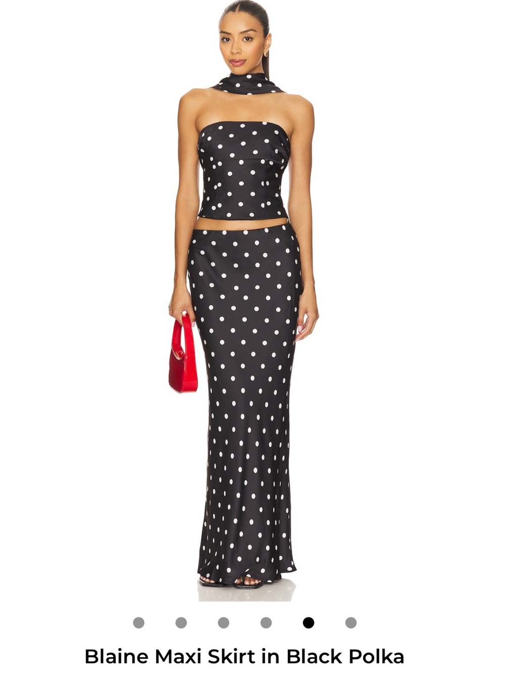 Black Polka Dot Maxi Skirt - Elegant High-Waist Silhouette